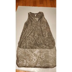 Knox Rose Velvet Burnout Midi Dress Womens Medium High-Low Sheer‎ Floral Brown